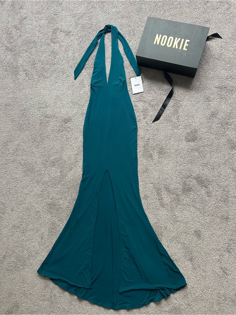 Nookie Teal Halter Maxi Dress